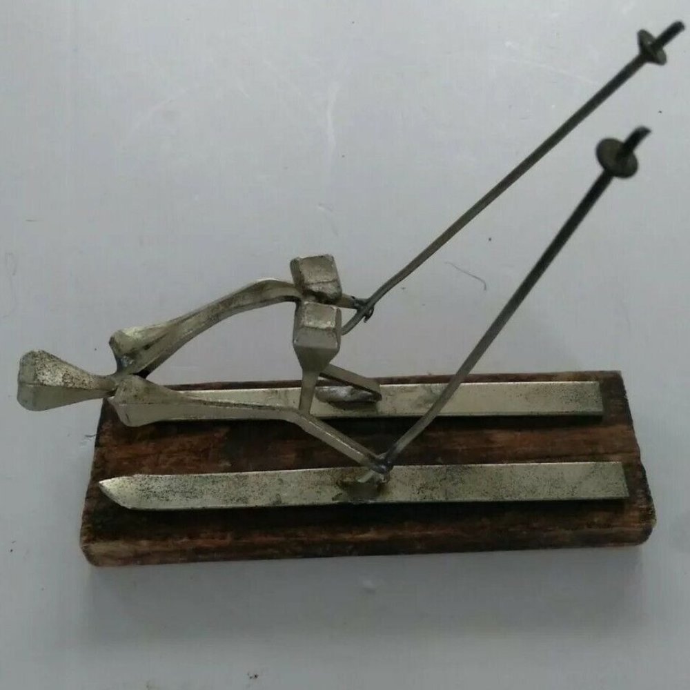 Skier Homemade Figure Made Of Steel An Wood made in Spain